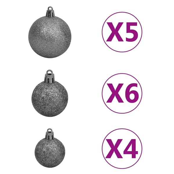 vidaXL Belyst plastgran med kulor silver 150 cm PET Silver