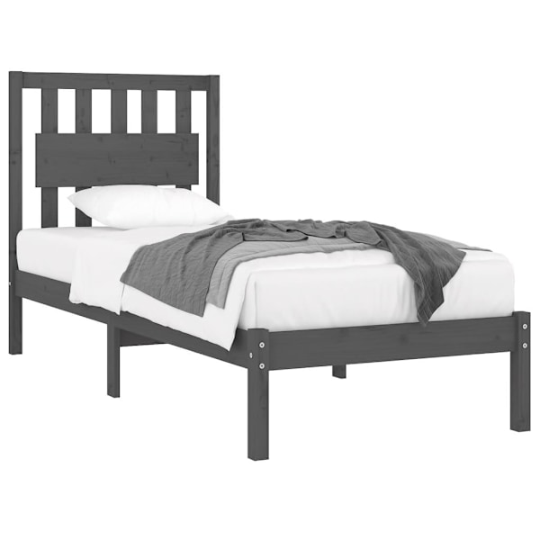 vidaXL Sängram grå massiv furu 100x200 cm enkelsäng Grå