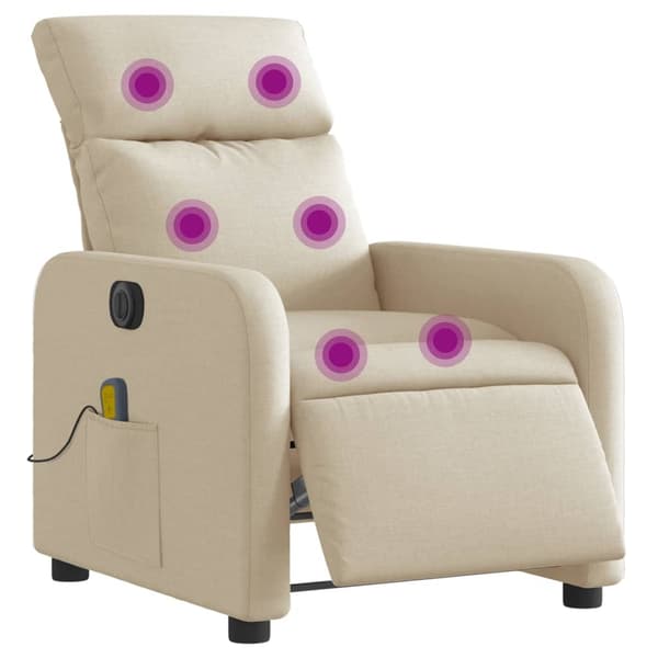 vidaXL Elektrisk massagefåtölj gräddvit tyg Kräm
