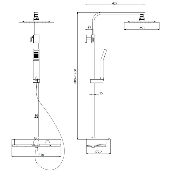 SCHÜTTE Termostatiskt duschsystem OCEAN Vit