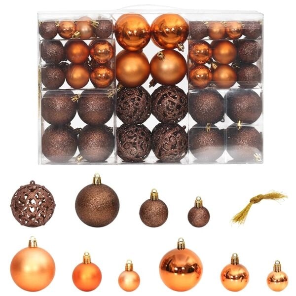 vidaXL Julgranskulor 100 st brun 3/4/6 cm Brun