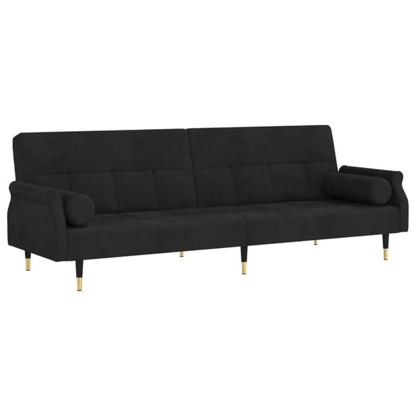 vidaXL Bäddsoffa med dynor svart sammet art