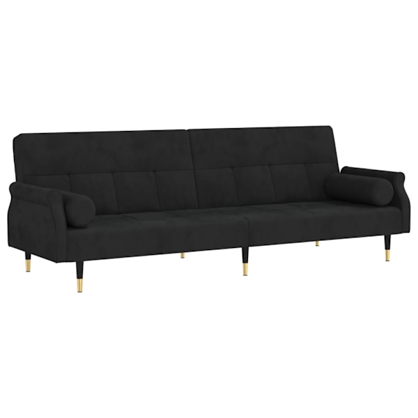 vidaXL Bäddsoffa med dynor svart sammet Svart
