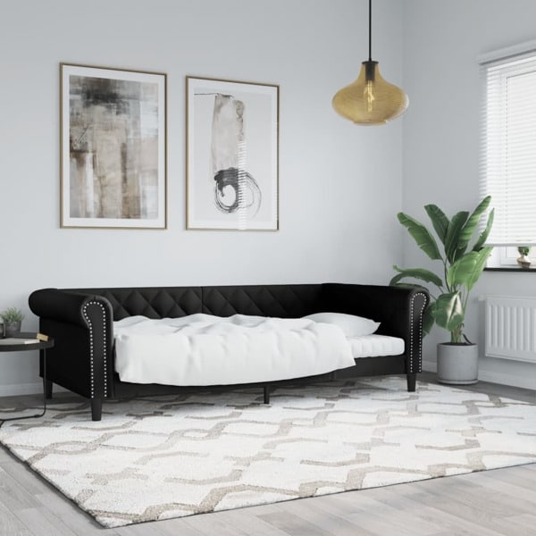 vidaXL Dagbädd svart 90x200 cm konstläder Svart