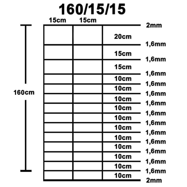 vidaXL Fårstängsel galvaniserat stål silver 50x1,6 m Silver