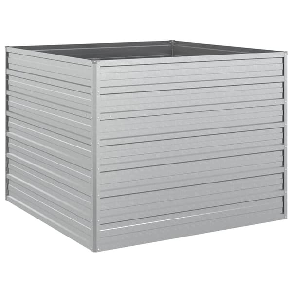 vidaXL Odlingslåda upphöjd galvaniserat stål 100x100x77 cm silver Silver