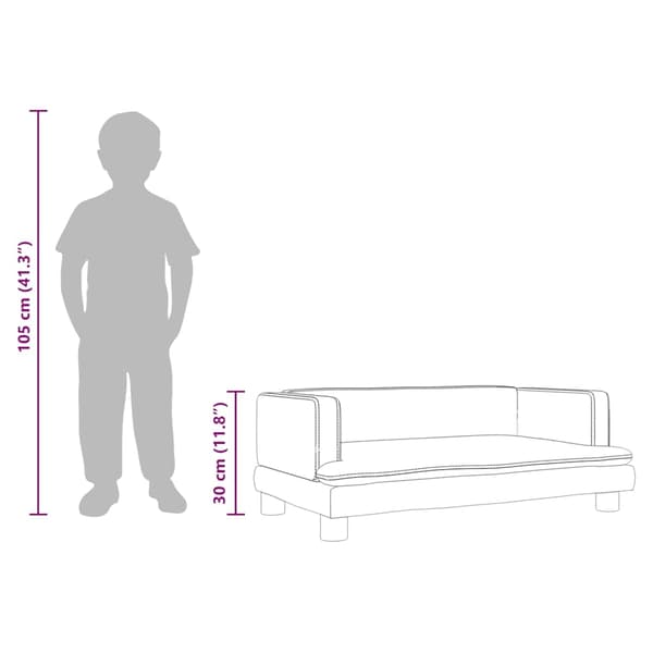 vidaXL Barnsoffa svart 80x45x30 cm sammet art