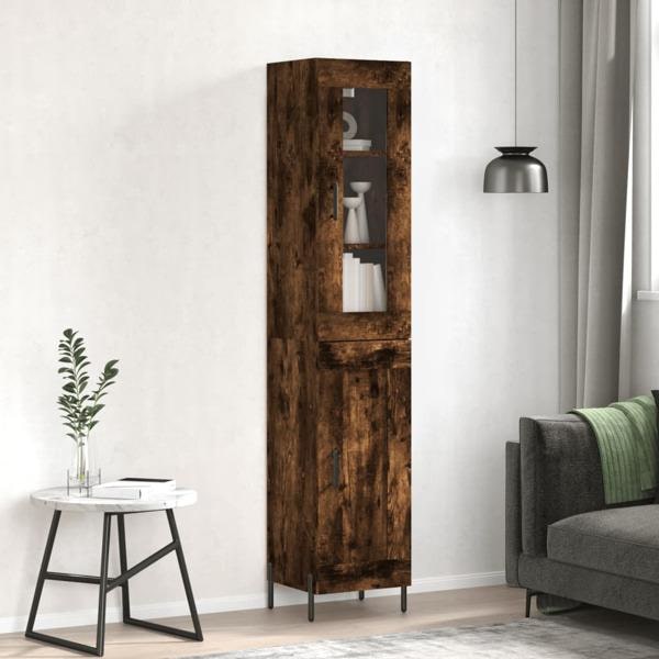 vidaXL Högskåp rökfärgad ek 34,5x34x180 cm konstruerat trä Brun