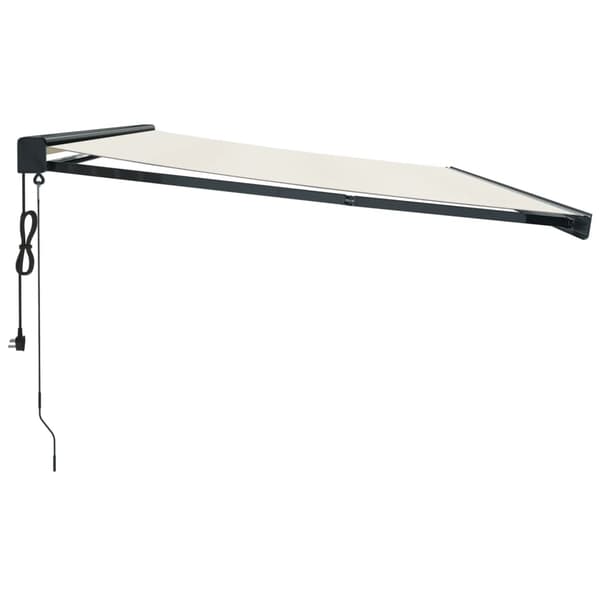 vidaXL Markis infällbar gräddvit 5x3 m tyg&aluminium Kräm