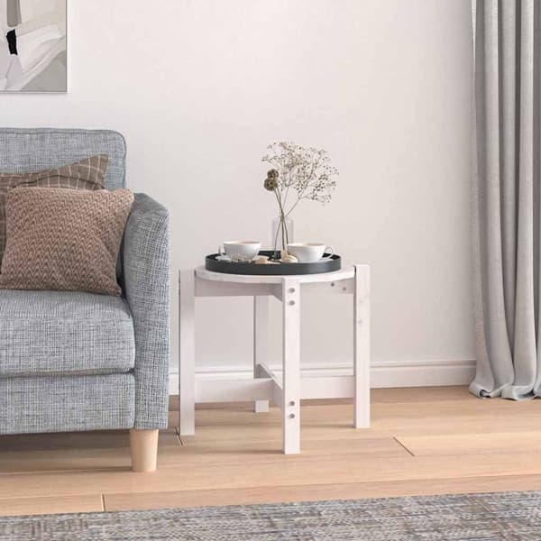vidaXL Soffbord vit Ø 52,5x45 cm massiv furu Vit