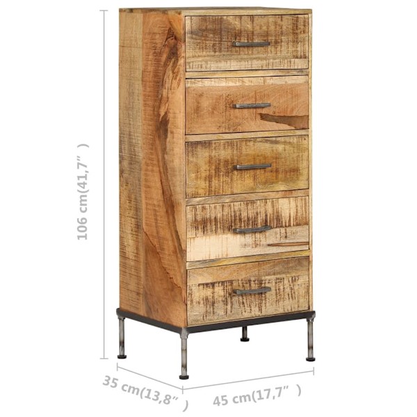 vidaXL Byrå 45x35x106 cm massivt mangoträ Brun