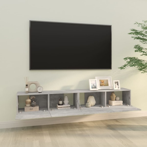 vidaXL Väggmonterade tv-bänkar 2 st 100x30x30 cm konstruerat trä Grå