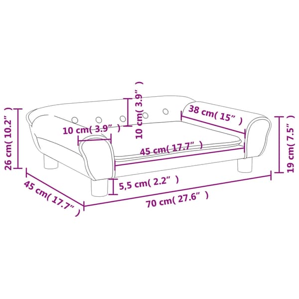 vidaXL Barnsoffa brun 70x45x26 cm sammet Brun