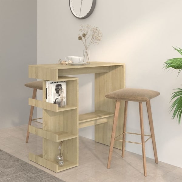 vidaXL Barbord med hyllor sonoma-ek 100x50x101,5 cm konstruerat trä Brun