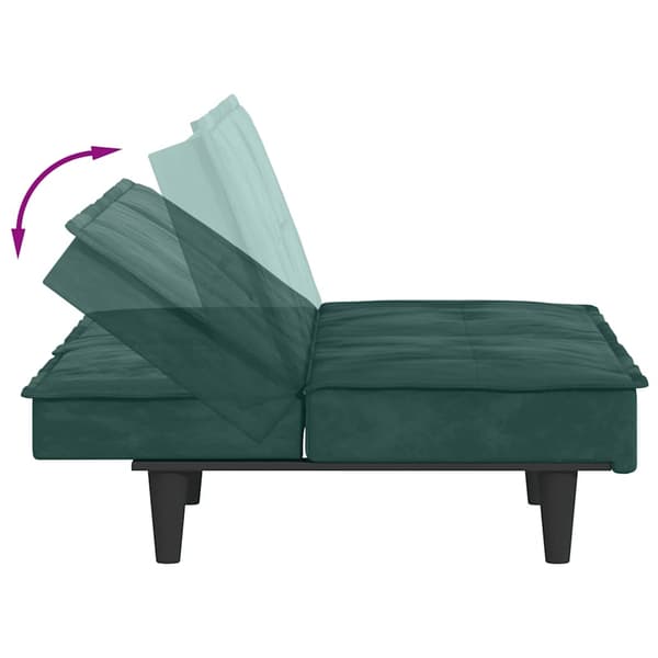 vidaXL Bäddsoffa med mugghållare mörkgrå sammet Grön