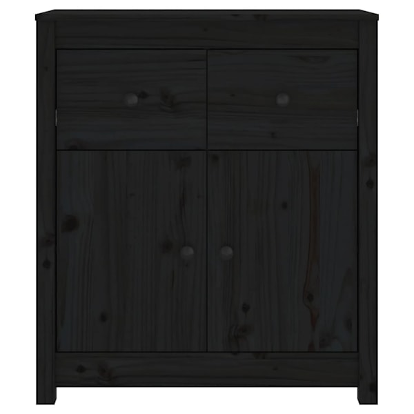 vidaXL Skänk svart 70x35x80 cm massiv furu Svart