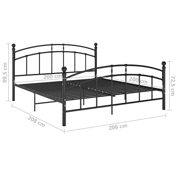 vidaXL Sängram svart metall 200x200 cm Svart