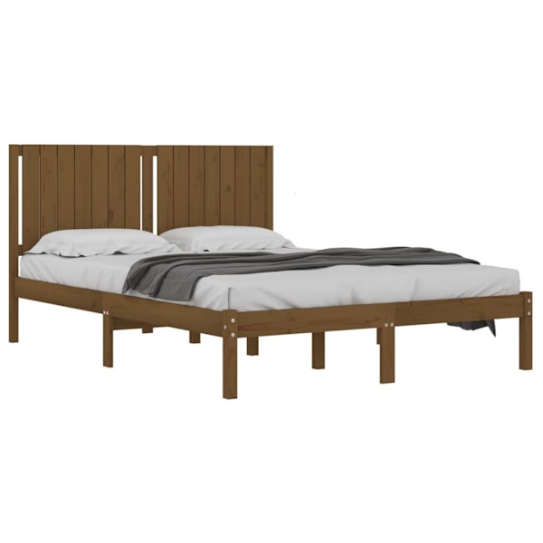 vidaXL Sängram honungsbrun massivt trä 150x200 cm Brun