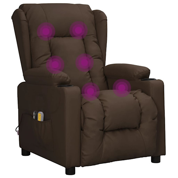 vidaXL Elektrisk massagefåtölj brun konstläder Brun