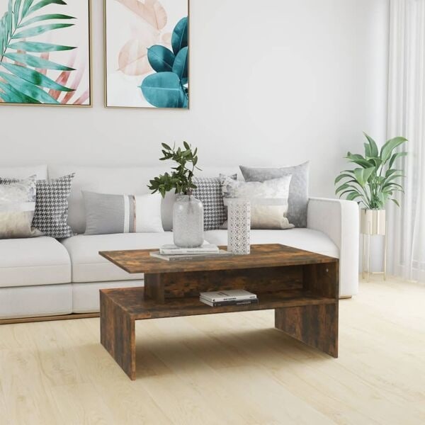 vidaXL Soffbord rökfärgad ek 90x60x42,5 cm konstruerat trä Brun
