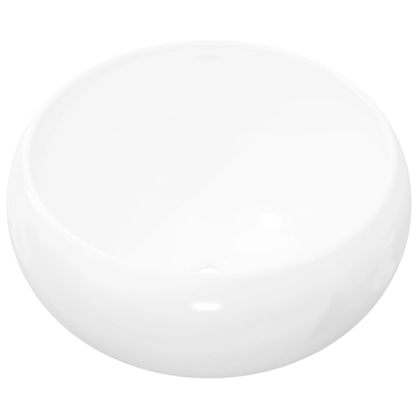 vidaXL Handfat rund keramik vit 40x16 cm Vit