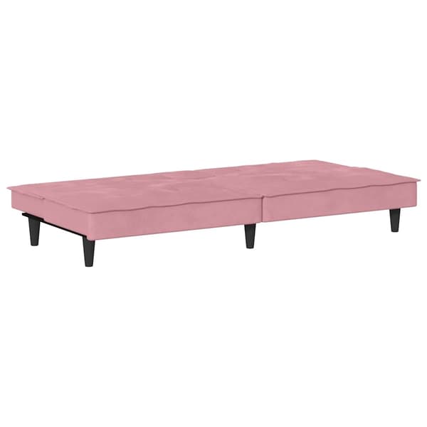 vidaXL Bäddsoffa med mugghållare rosa sammet Rosa
