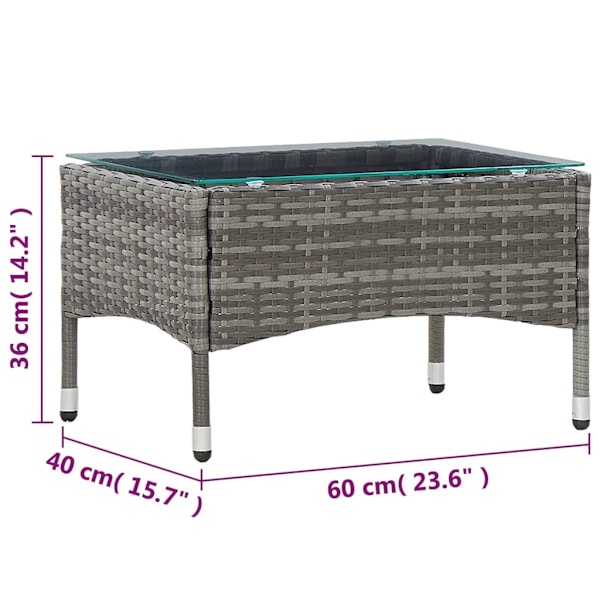 vidaXL Soffbord grå 60x40x36 cm konstrotting grå