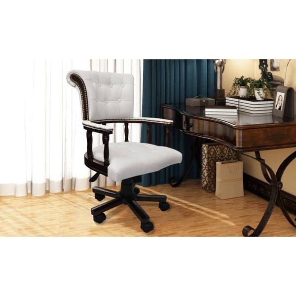 vidaXL Kontorsstol Chesterfield Vit Vit