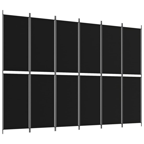 vidaXL Rumsavdelare 6 paneler svart 300x220 cm tyg Svart