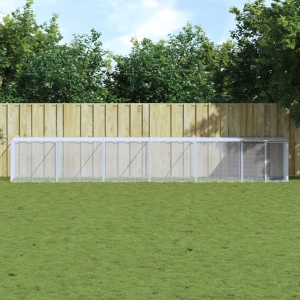 vidaXL Hönsbur med tak ljusgrå 603x98x90 cm galvaniserat stål Grå
