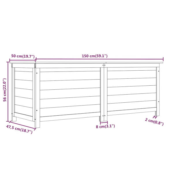 vidaXL Dynbox för trädgården 150x50x56 cm massivt granträ Brun