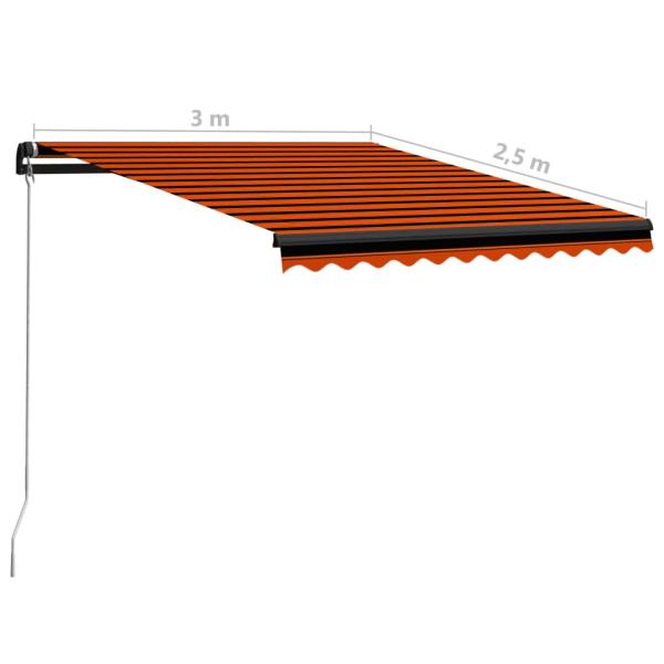 vidaXL Markis manuellt infällbar 300x250 cm orange och brun Orange