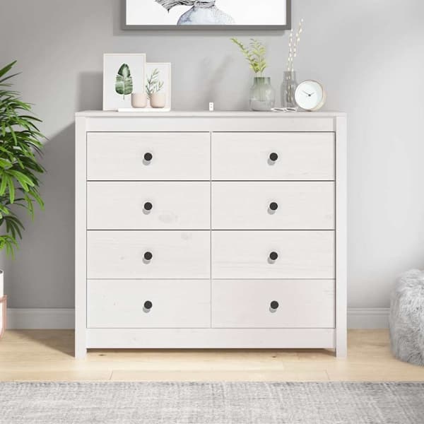 vidaXL Sidoskåp vit 100x40x90 cm massiv furu Vit