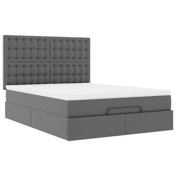 vidaXL Ottoman sängram med madrass grå 140x200 cm konstläder Grå