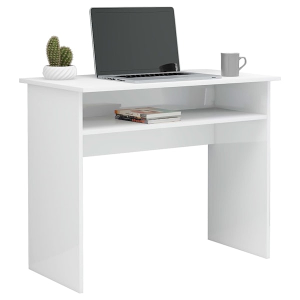 vidaXL Skrivbord vit högglans 90x50x74 cm konstruerat trä Vit