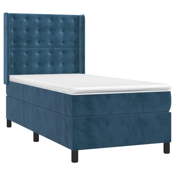 vidaXL Ramsäng med madrass & LED mörkblå 80x200 cm sammet Blå