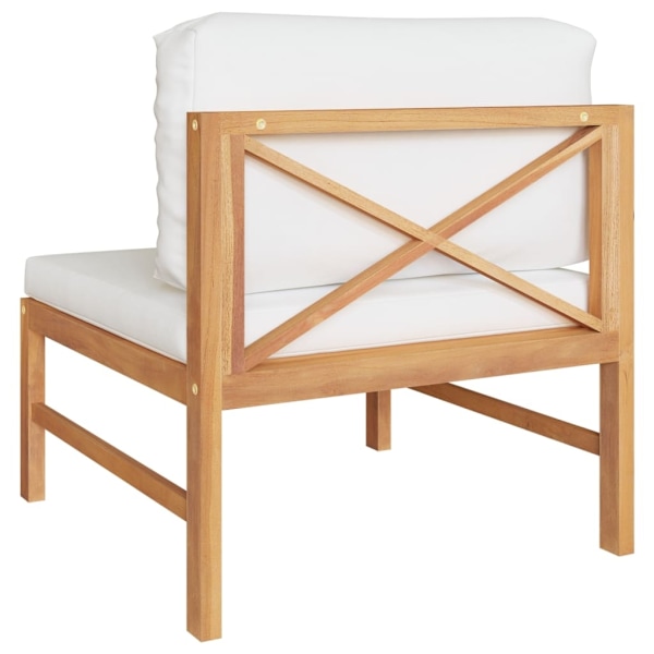 vidaXL Mittensoffa med gräddvita dynor massiv teak Creme