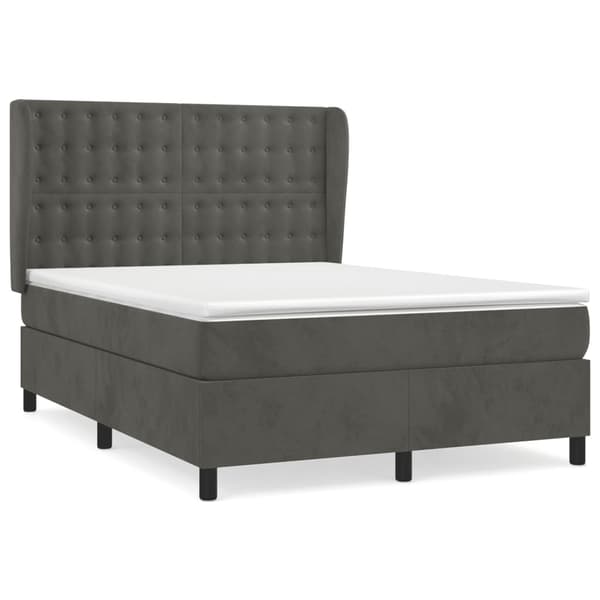 vidaXL Ramsäng med madrass mörkgrå 140x200 cm sammet Grå