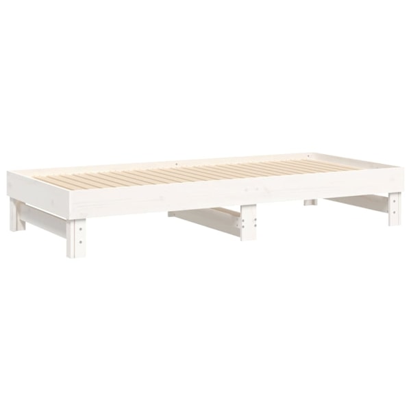 vidaXL Utdragbar dagbädd vit 2x(80x200) cm massiv furu Vit