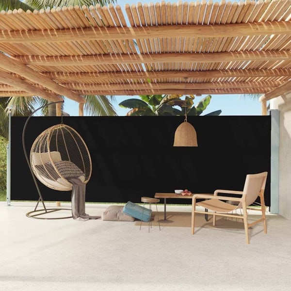 vidaXL Infällbar sidomarkis 180x600 cm svart Svart