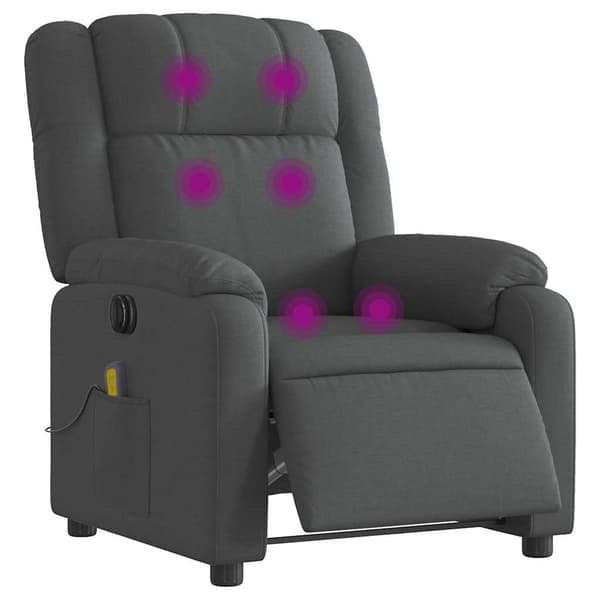 vidaXL Elektrisk massagefåtölj mörkgrå tyg Grå