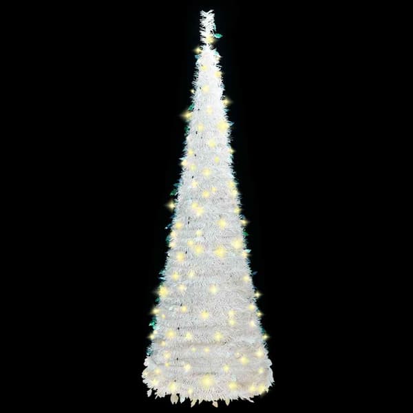 vidaXL Plastgran pop-up 100 LED vit 150 cm Vit