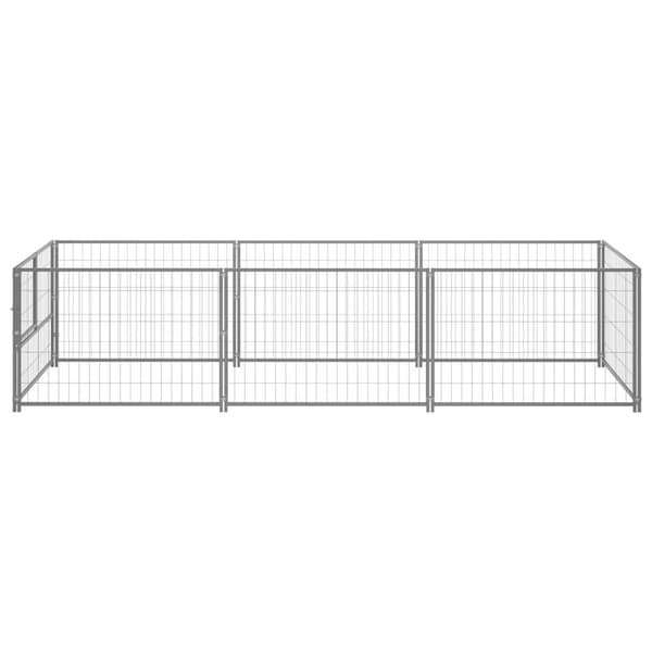 vidaXL Hundgård silver 3 m² stål Silver