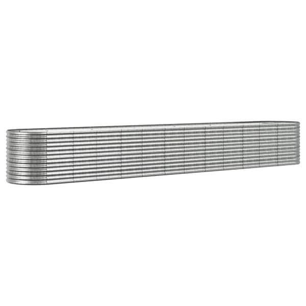 vidaXL Odlingslåda pulverlackerat stål 512x80x68 cm silver Silver