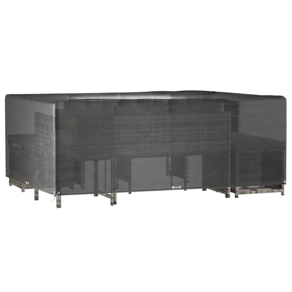vidaXL Överdrag för utemöbler 2 st 16 ölj. 300x250x90cm rektangulärt Svart