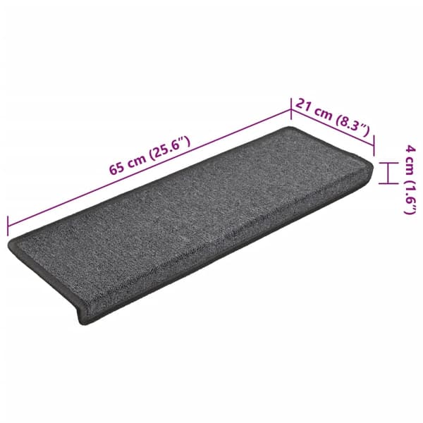 vidaXL Trappstegsmattor 15 st 65x25 cm mörkgrå grå