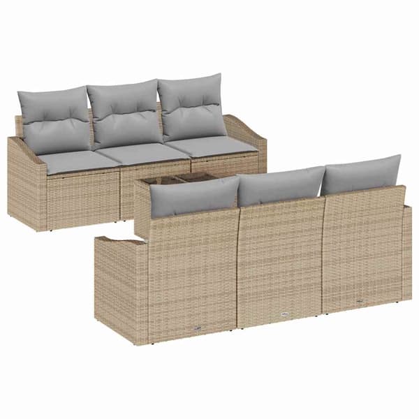 vidaXL Soffset 7 st Beige och Grå konstrotting Beige