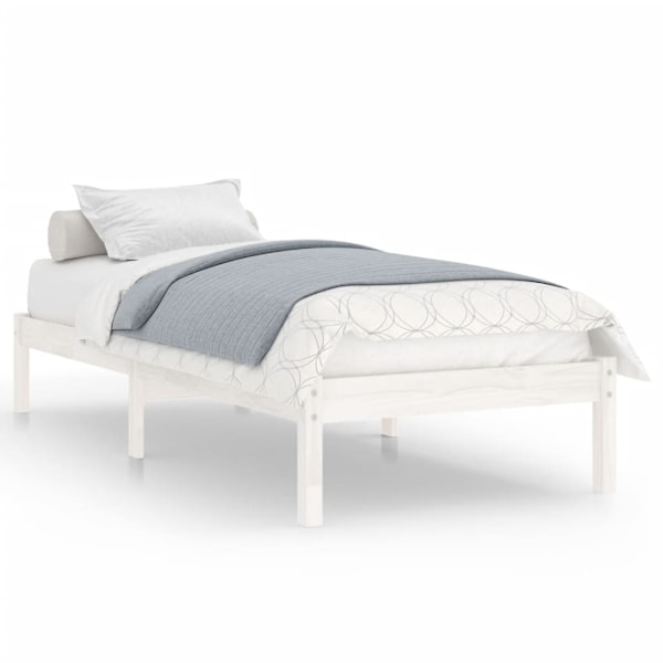 vidaXL Sängram vit massiv furu 90x200 cm Vit