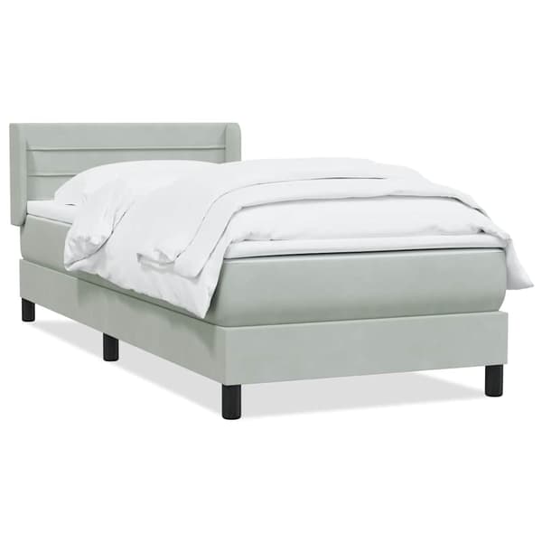 vidaXL Ramsäng med madrass ljusgrå 90x210 cm sammet Grå
