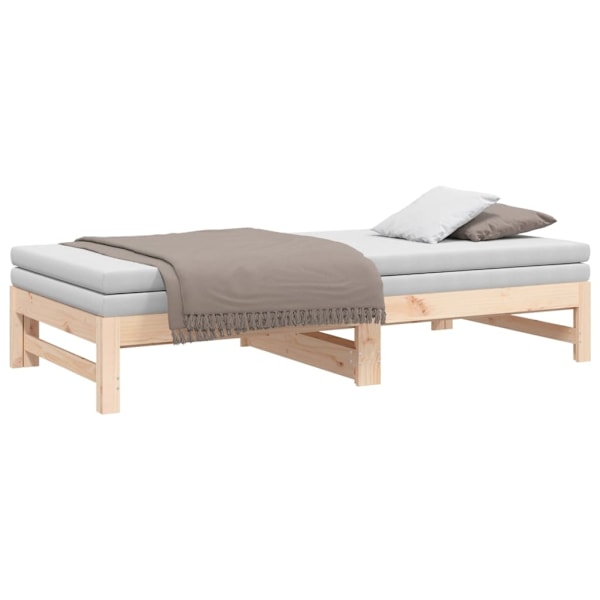 vidaXL Utdragbar dagbädd 2x(90x190) cm massiv furu Brun